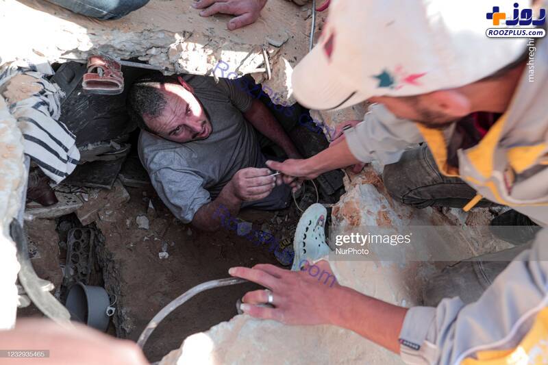 تصاویری دردناک از مدفون شدن فلسطینی‌ها زیر آوار