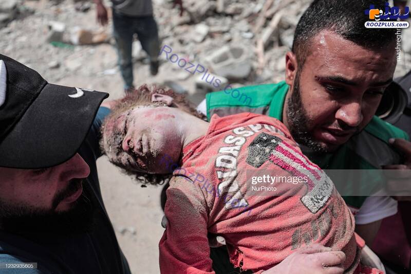 تصاویری دردناک از مدفون شدن فلسطینی‌ها زیر آوار