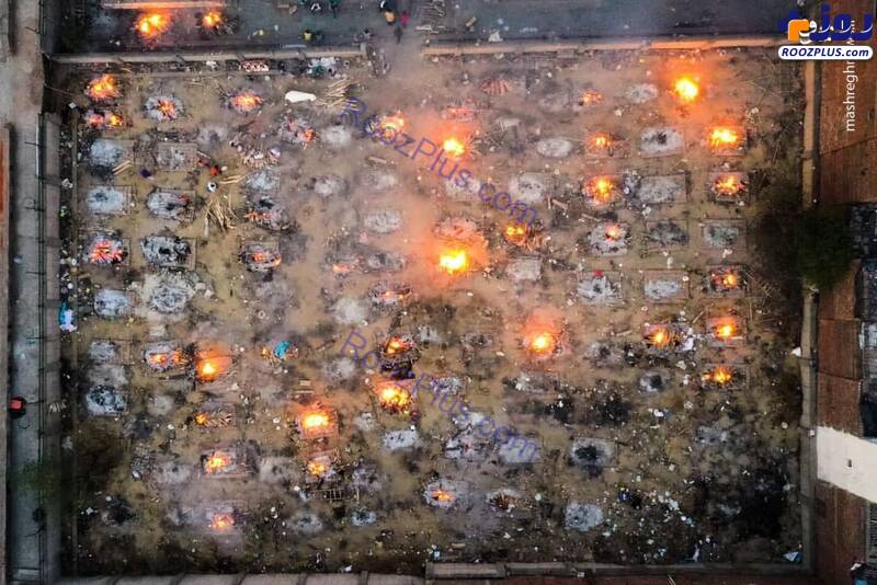 تصاویری وحشتناک از سوزاندن اجساد کرونایی در هند