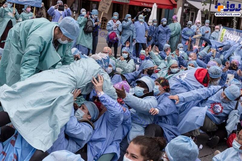 اعتراض پرستاران فرانسوی به شرایط بد کاری/عکس