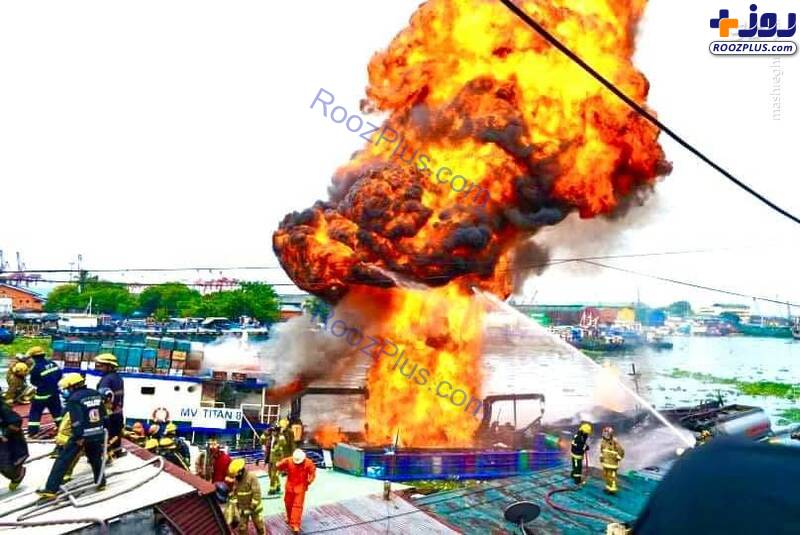 آتش سوزی کشتی‌های باری در فیلیپین /عکس