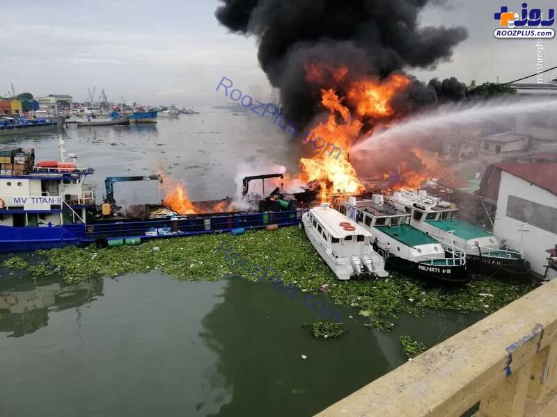 آتش سوزی کشتی‌های باری در فیلیپین /عکس