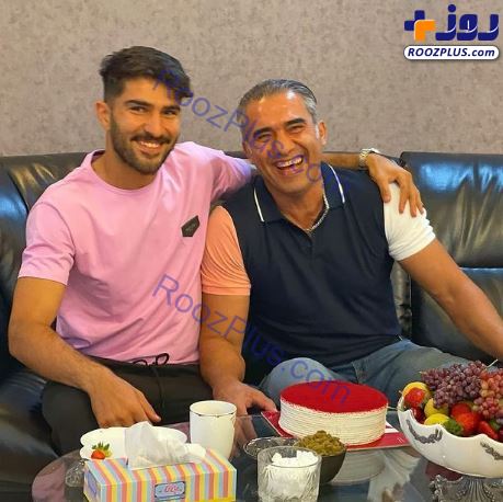 جشن تولد ۵۵سالگی احمدرضا عابدزاده در کنار پسرش/عکس