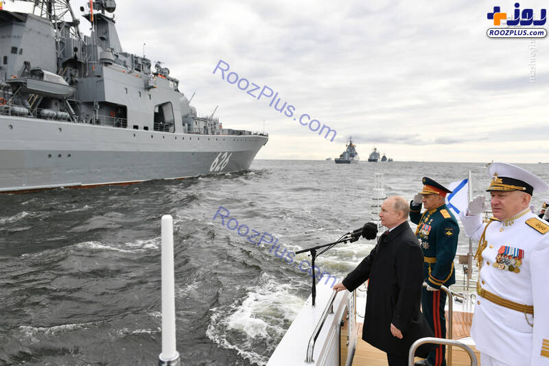 حضور ناوشکن «سهند» در رژه دریایی روسیه+تصاویر