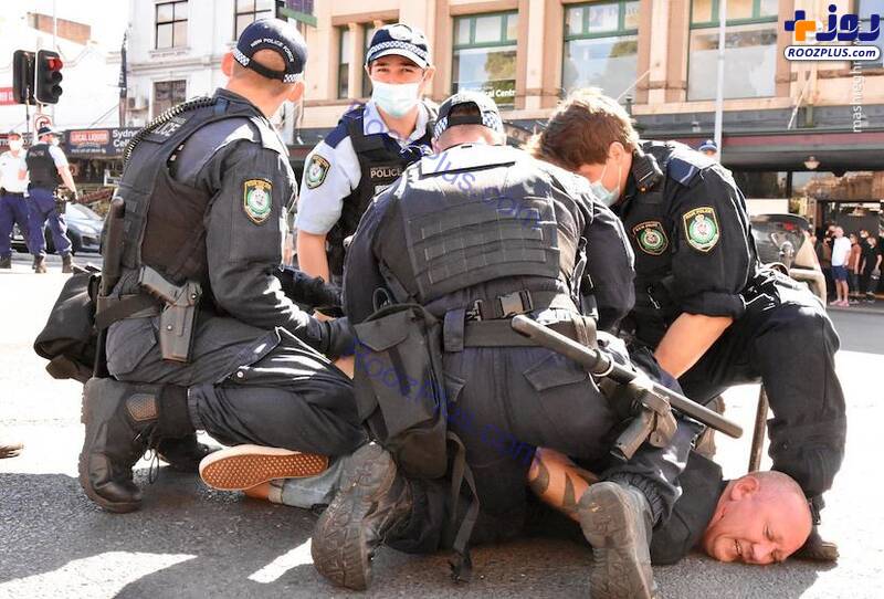 درگیری پلیس استرالیا با مخالفان قرنطینه/عکس