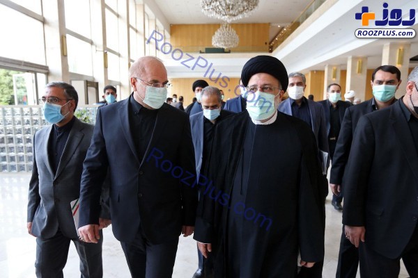 عکس/استقبال از رئیس جمهور توسط دکتر قالیباف هنگام ورود به مجلس