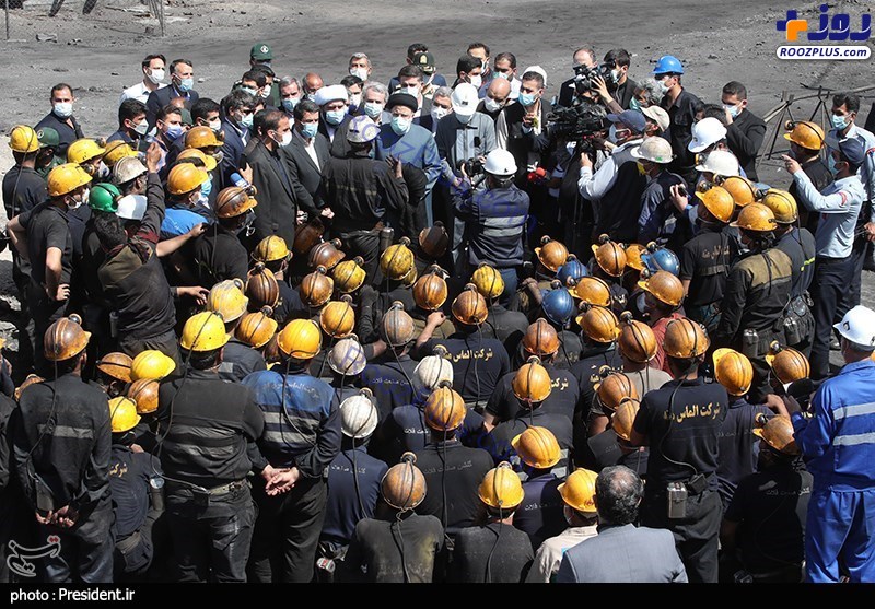 عکس/ رئيسي پاي صحبت کارگران معدن زغال سنگ