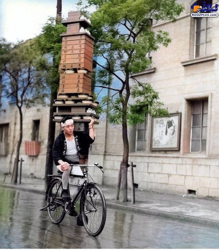 مهارت عجیب پیک دوچرخه سوار +عکس