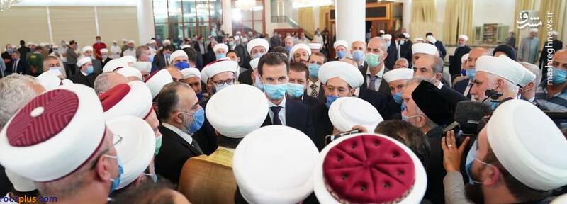حضور بشار اسد در مراسم میلاد رسول اکرم (ص)/ عکس