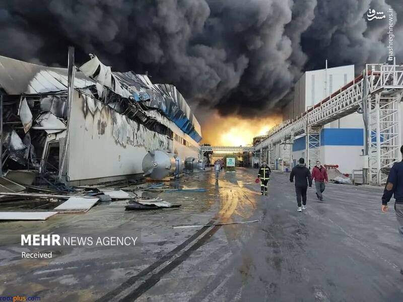 آتش سوزی در شهرک صنعتی مامونیه/عکس