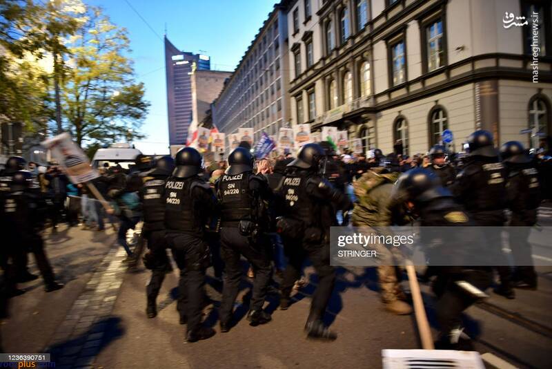 درگیری نیروهای امنیتی آلمانی با معترضان/عکس