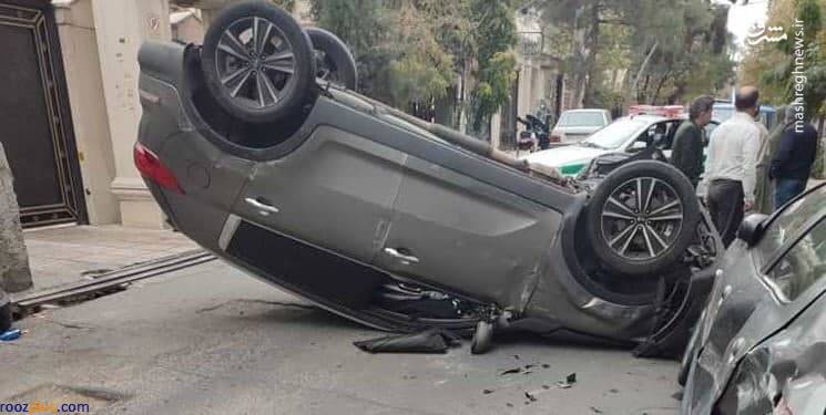 تصادف عجیب و غریب اسپورتیج در تهران /عکس
