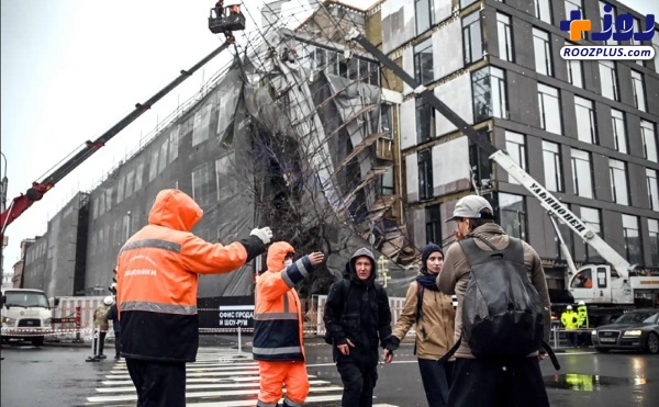عکس/فروریختن داربست ها در روسیه بر اثر طوفان