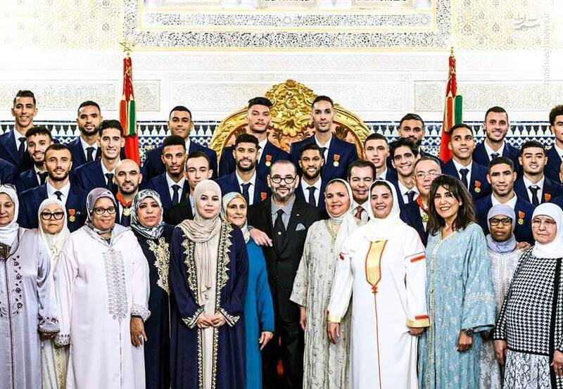 عکس/ دیدار خانوادگی بازیکنان تیم ملی مراکش با پادشاه