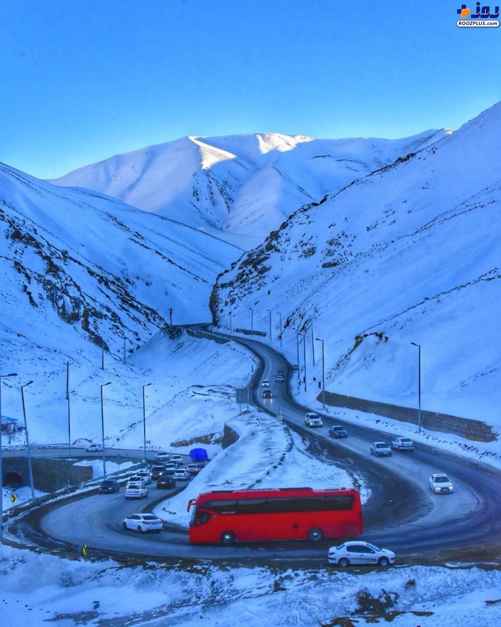 عکس/طبیعت زمستانی جاده چالوس
