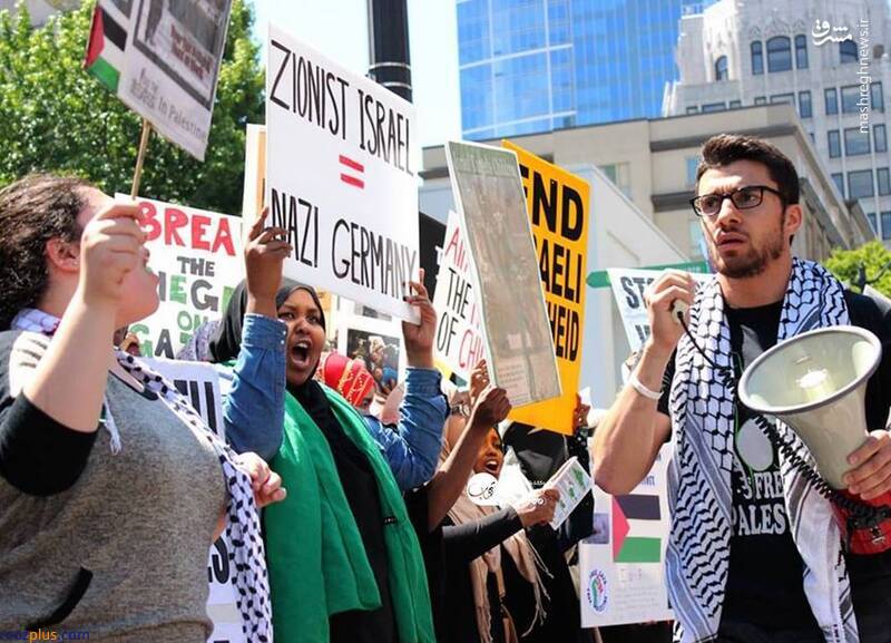 تظاهرات علیه رژیم صهیونیستی در سیاتل آمریکا +عکس