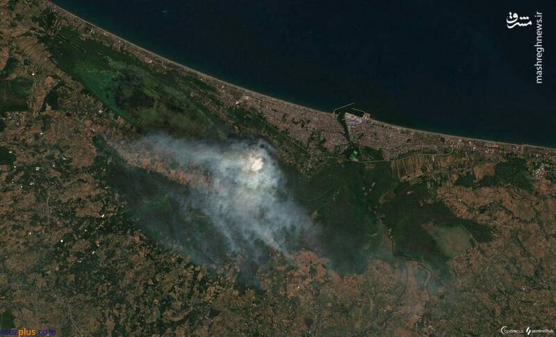 تصویر ماهواره‌ای آتش سوزی در تالاب انزلی