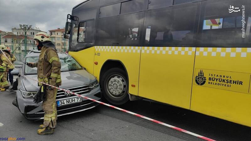 عکس/ برخورد اتوبوس با ۷ خودرو در ترکیه