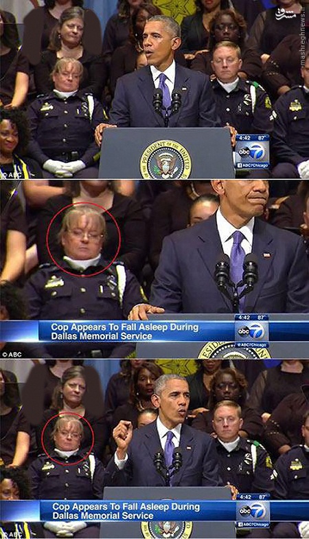 زنی که در سخنرانی اوباما سوژه دوربین‌ها شد + عکس