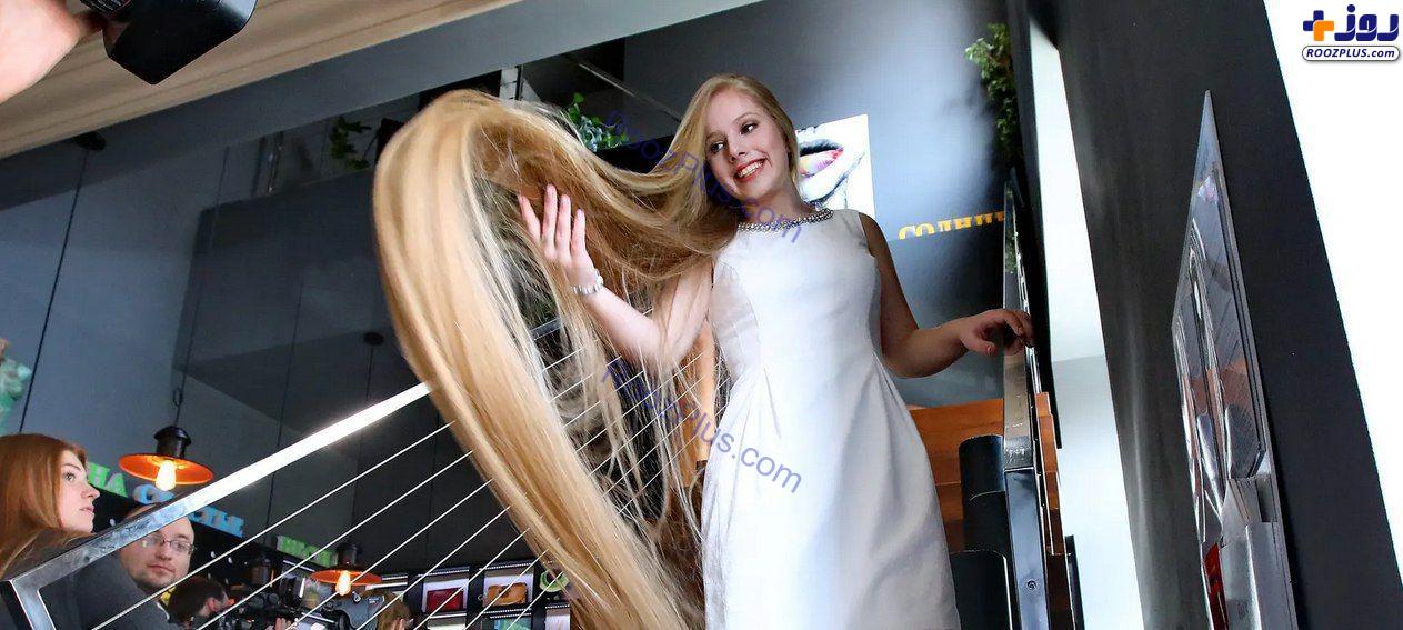 دختر نوجوان ۱۵ ساله اوکراینی صاحب عنوان بلندترین مو! +عکس