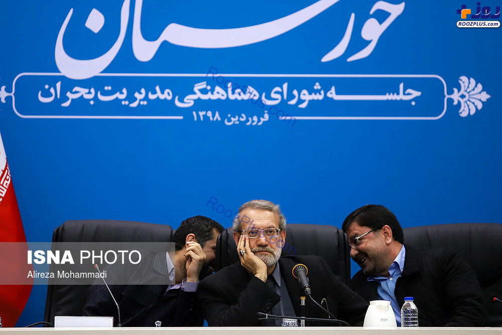 ژست متفکرانه رییس مجلس در جلسه مدیریت بحران +عکس