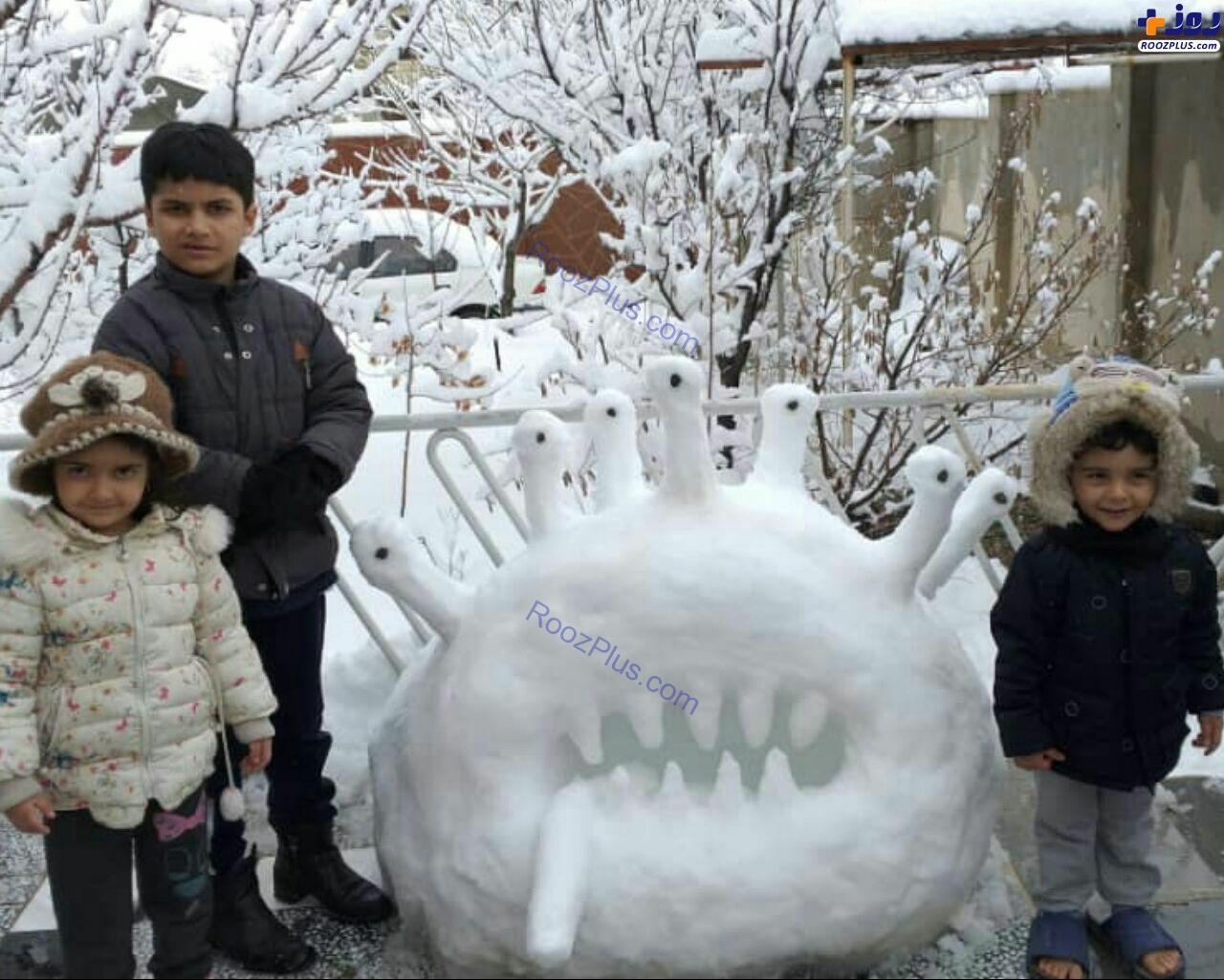عکس/نسخه کرونای برفی در قزوین رونمایی شد