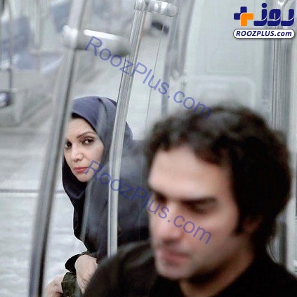 الهام پاوه نژاد و رضا یزدانی در مترو/عکس
