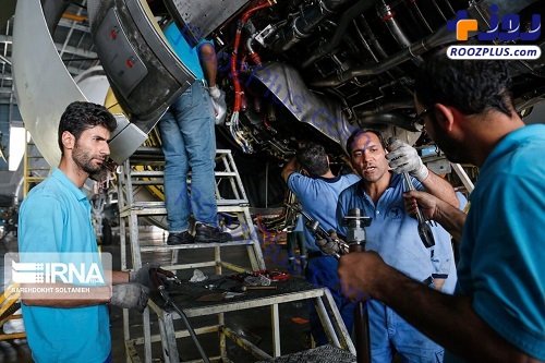 تعمیر و تعویض موتور ایرباس توسط مهندسان ایرانی +عكس