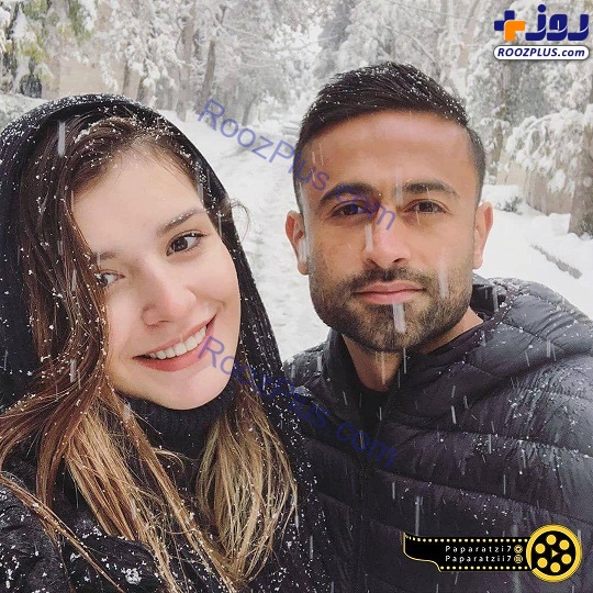 امید ابراهیمی بازیکن فوتبال و همسرش +عکس