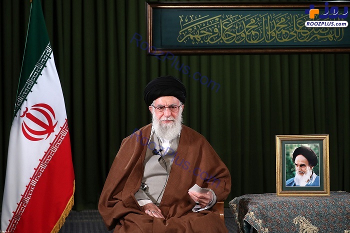 تصاویر رهبر انقلاب هنگام بیان پیام نوروزی