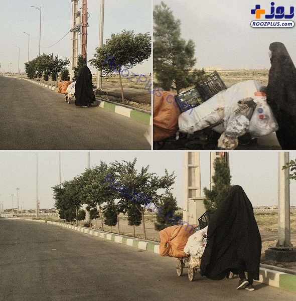 تصاویر تکان دهنده بانوی قمی در حال امرار معاش