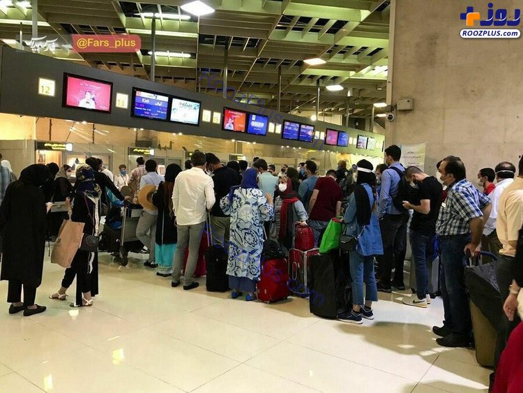 تصویری عجیب از صف مردم برای پرواز به کیش