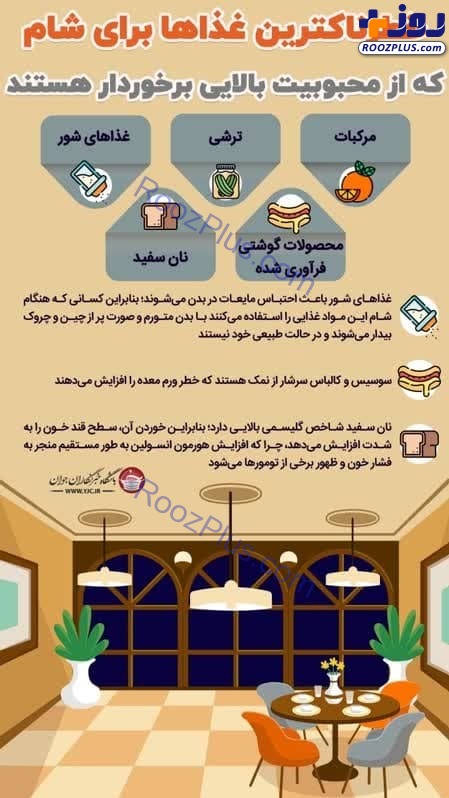 اینفوگرافیک/ خطرناک‌ترین غذاها برای وعده شام