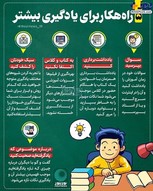 اینفوگرافیک/ پنج راهکار برای یادگیری بیشتر