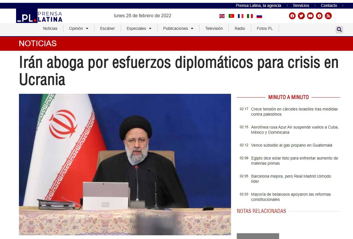 بازتاب پیشنهاد ایران برای میانجیگری در بحران اوکراین در رسانه های امریکای لاتین