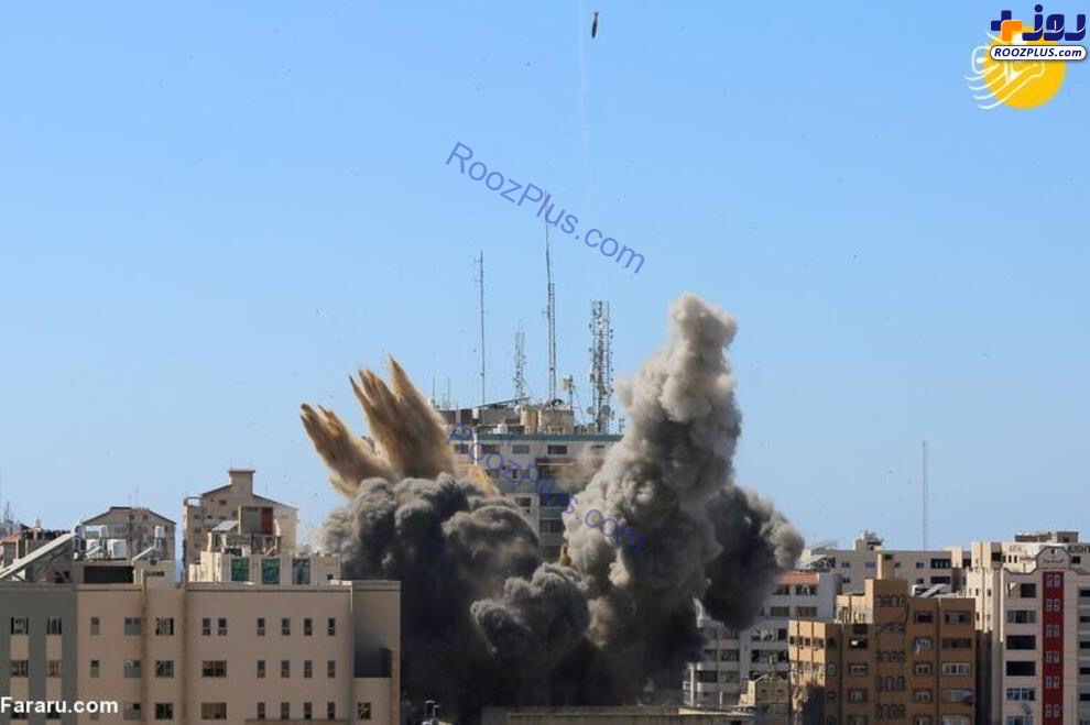 لحظه انهدام برج محل استقرار الجزیره و آسوشیتدپرس در غزه +عکس