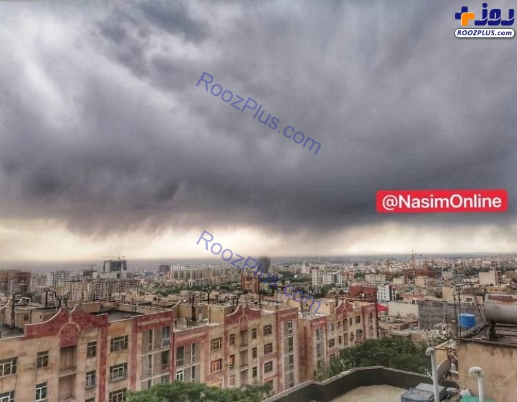 تصویری زیبا از آسمان ابری تهران