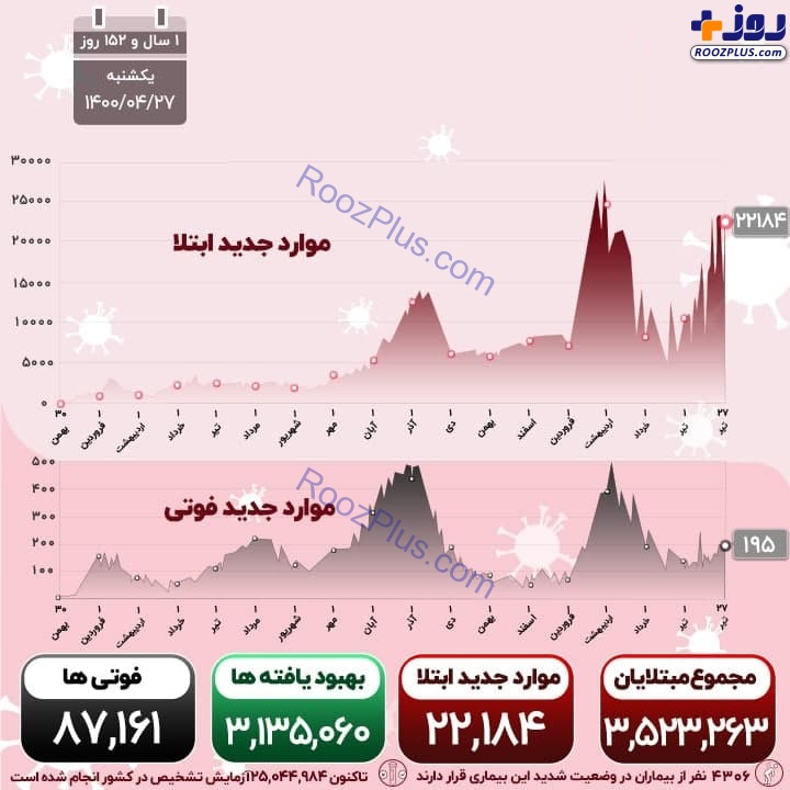 اینفوگرافیک/آخرین آمار رسمی از قربانیان کرونا