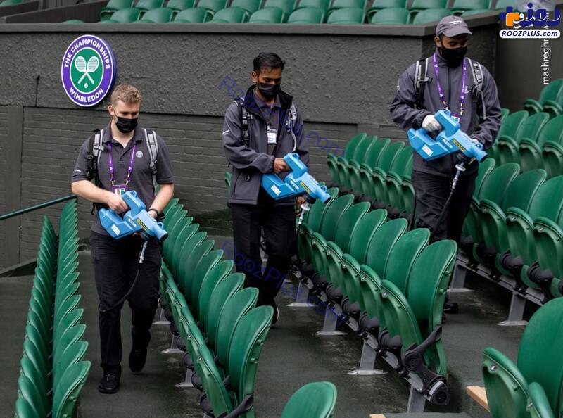 ضدعفونی سکوهای ورزشگاهی در لندن +عکس