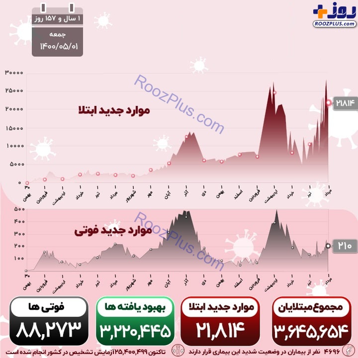 اینفوگرافیک/آخرین آمار رسمی از قربانیان کرونا