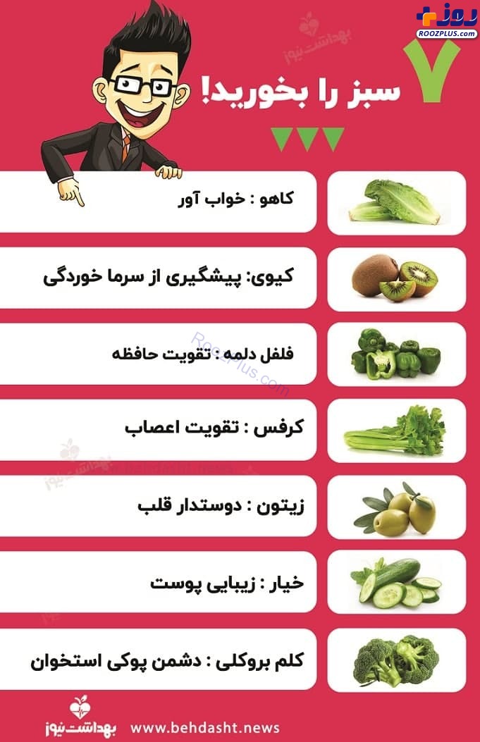 اینفوگرافیک/ 7 سبز را بخورید!