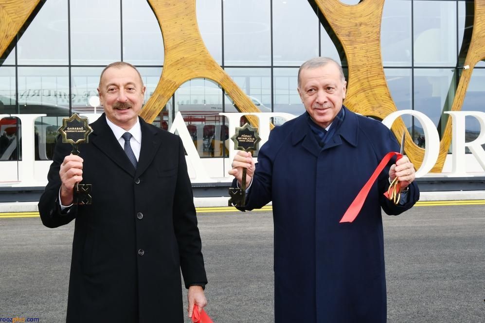 علی‌اف در قره‌باغ از اردوغان استقبال کرد