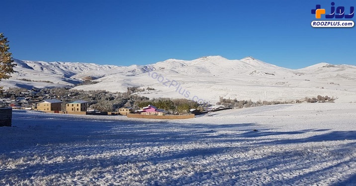 برف پاییزی، روستای مشتقین را سفیدپوش کرد + تصاویر