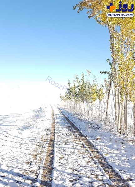 برف پاییزی، روستای مشتقین را سفیدپوش کرد + تصاویر