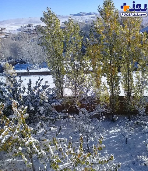 برف پاییزی، روستای مشتقین را سفیدپوش کرد + تصاویر