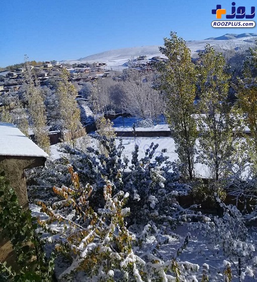 برف پاییزی، روستای مشتقین را سفیدپوش کرد + تصاویر