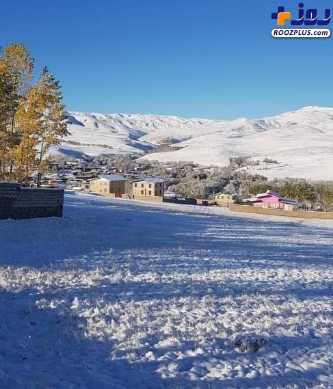 برف پاییزی، روستای مشتقین را سفیدپوش کرد + تصاویر