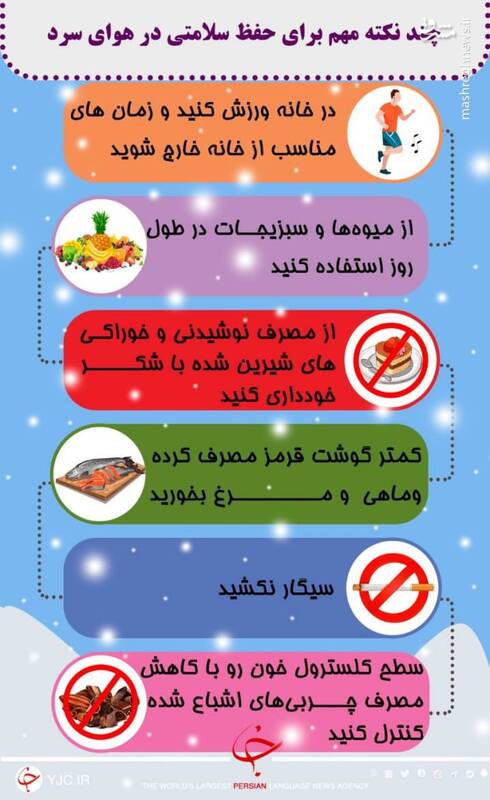 اینفوگرافیک/ چند نکته مهم برای حفظ سلامتی در هوای سرد
