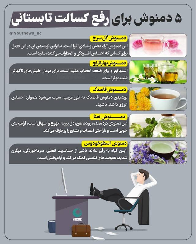 اینفوگرافیک/ ۵ دمنوش برای رفع کسالت تابستان