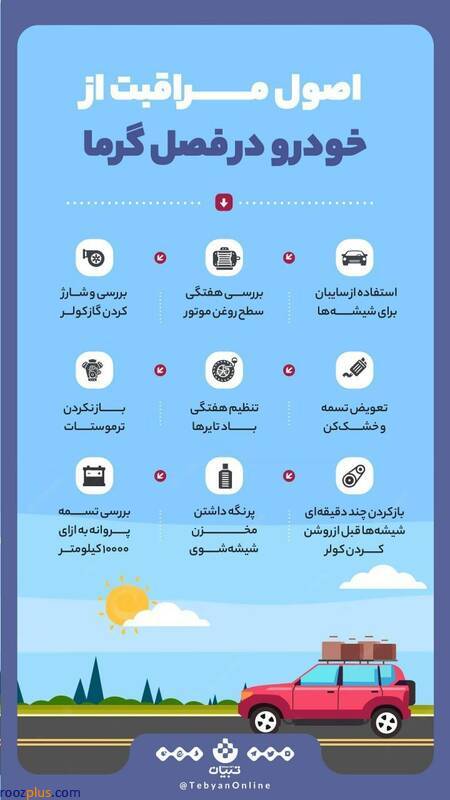 اینفوگرافیک/ اصول مراقبت از خودرو در فصل گرما